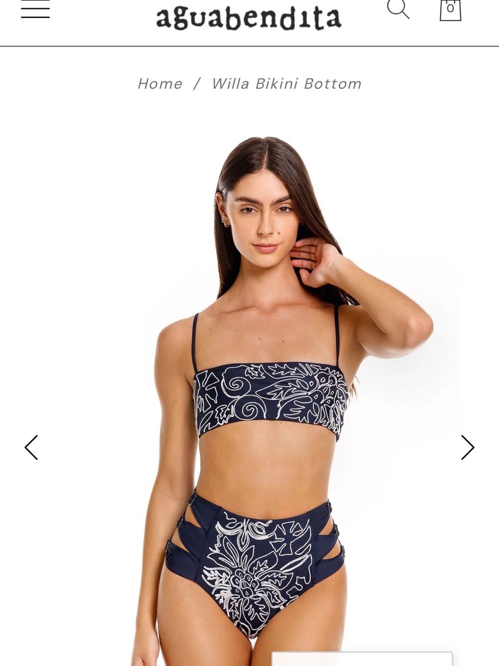 Agua Bendita Navy Bikini Set with Cream Embroidery